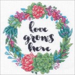 (image for) Mini Succulent Wreath Counted Cross Stitch Kit
